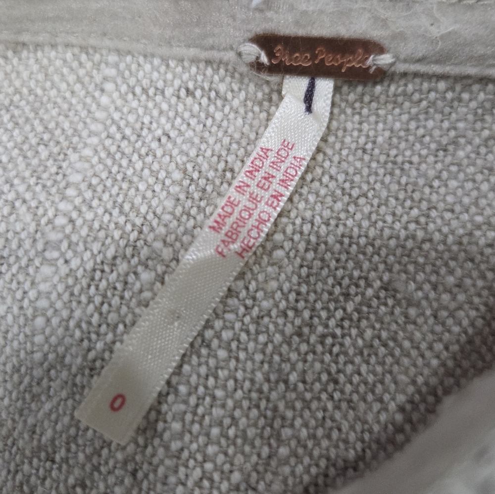 Free People Linen Blend Midi Tweed Skirt Natural Size 0 Academia Cottagecore - Picture 8 of 9